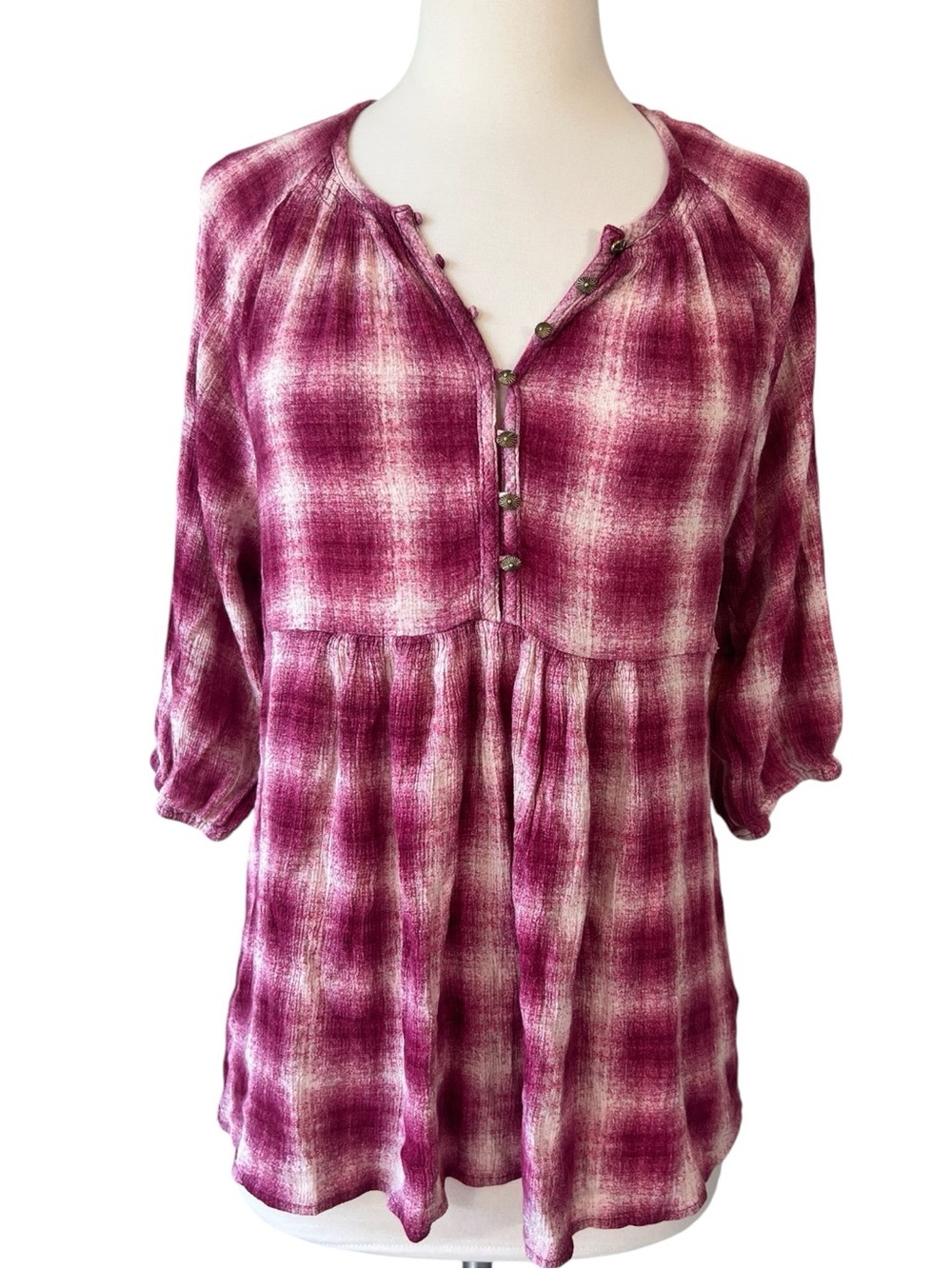 Anthropologie Maeve Calavon Plaid Peplum